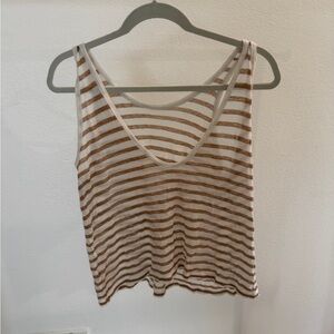 Alexander Wang Brown and White Striped Tank Top